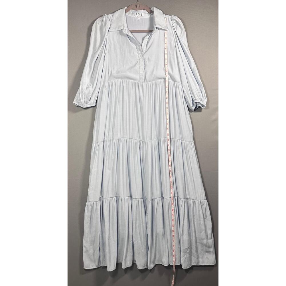 TCEC Blue Maxi Dress Womens M Button - Picture 5 of 7